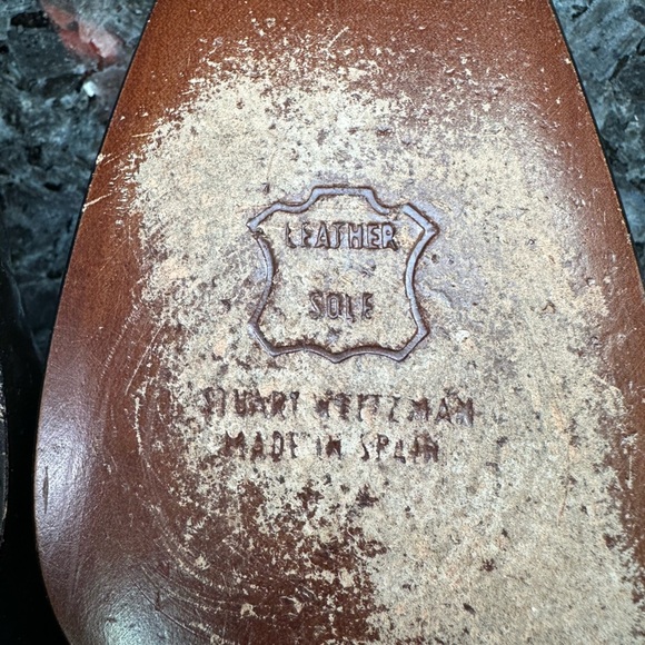 Stuart Weitzman Metallic Gold Bronze Dressy Heels Pumps Shoes Square Toe Size 8 - Picture 14 of 15